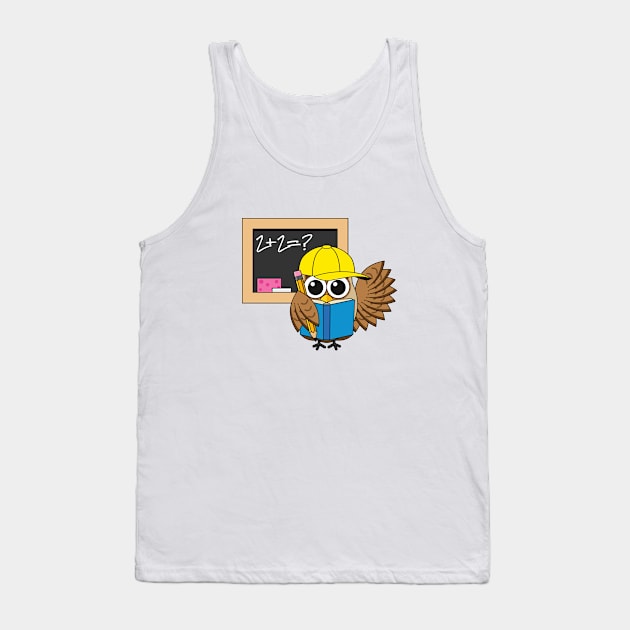 Cute School Student Owl Cartoon Tank Top by BirdAtWork